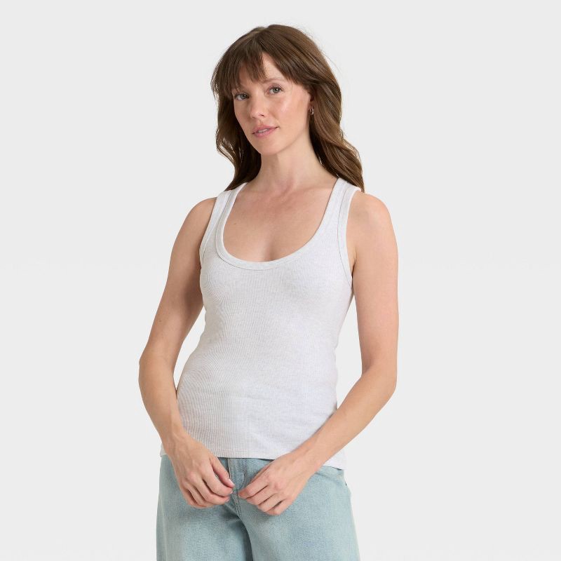 slide 1 of 4, Women's Slim Fit Tank Top - Universal Thread™ Light Heather Gray L, 1 ct