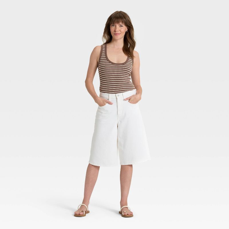 slide 3 of 4, Women's Slim Fit Tank Top - Universal Thread™ Brown Striped M, 1 ct