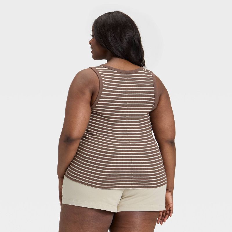 slide 2 of 4, Women's Slim Fit Tank Top - Universal Thread™ Brown Striped XXL, 1 ct