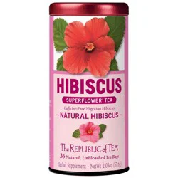 The Republic of Tea Natural Hibiscus Superflower Herbal Tea Bags - 36ct