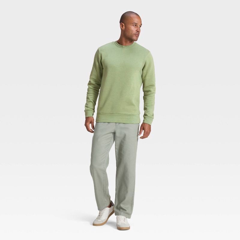 slide 3 of 3, Men's Every Wear Fleece Crewneck Sweatshirt - Goodfellow & Co™ Light Green XL, 1 ct