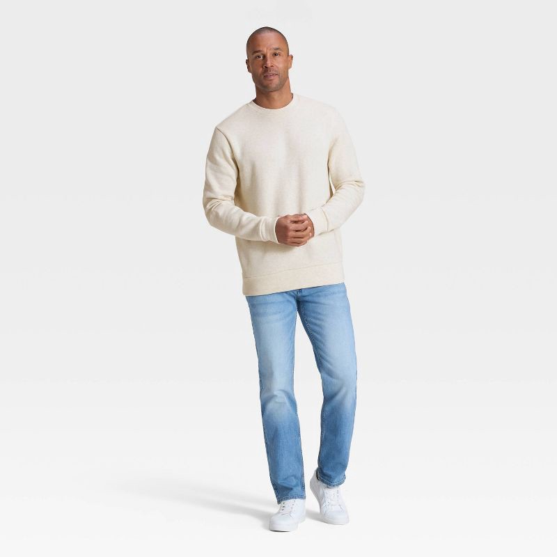 slide 3 of 3, Men's Every Wear Fleece Crewneck Sweatshirt - Goodfellow & Co™ Oatmeal XXL, 1 ct