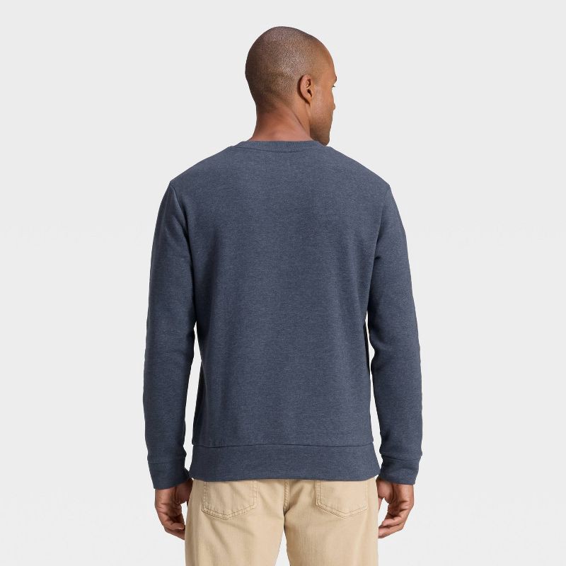 slide 2 of 3, Men's Every Wear Fleece Crewneck Sweatshirt - Goodfellow & Co™ Navy Blue M, 1 ct