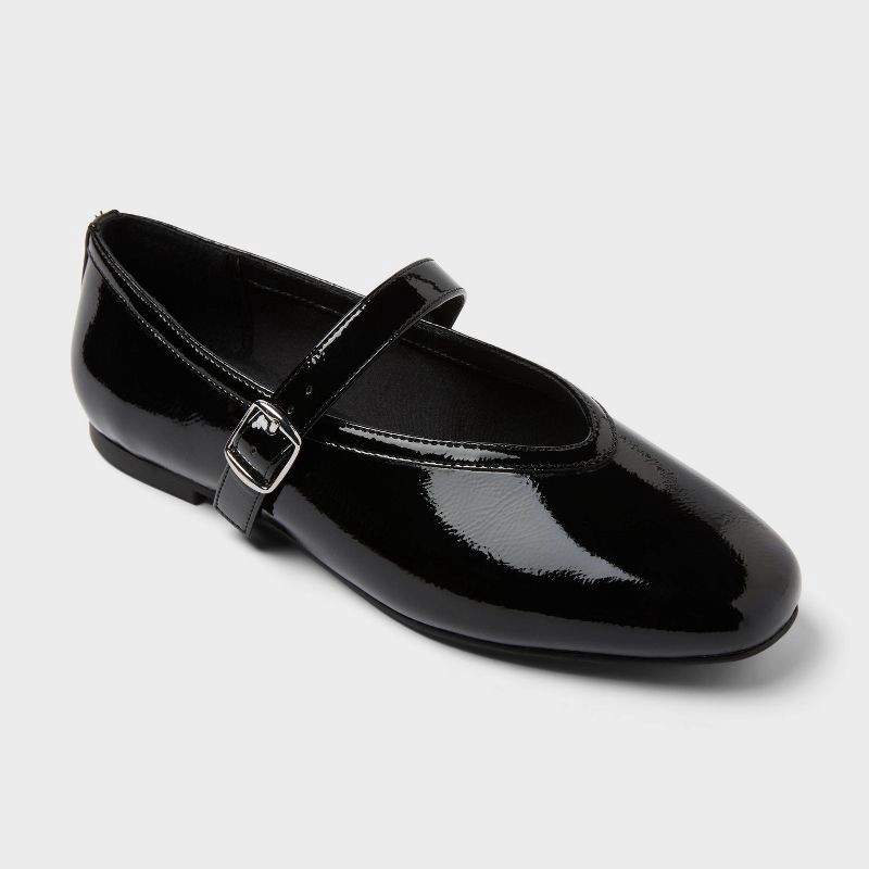 slide 1 of 4, Women's Elena Mary Jane Flats with Memory Foam Insole – A New day™ Black 6, 1 ct