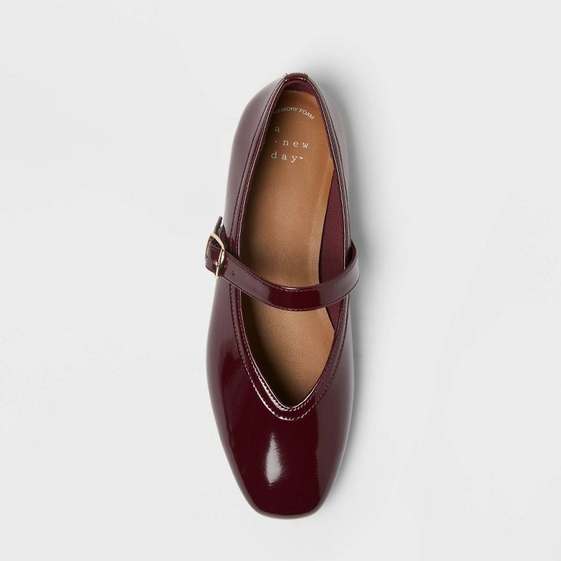 slide 2 of 3, Women's Elena Mary Jane Flats with Memory Foam Insole – A New day™ Burgundy 10, 1 ct