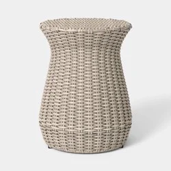 All-Weather Wicker Round Monochromatic Rope Accent Patio End Table Tan - Threshold™