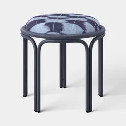 Metal Round Travel Accent Patio Stool Navy Blue - Threshold™