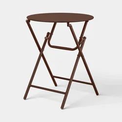 Metal Round Open Weave Bistro Patio End Table Brown - Threshold™