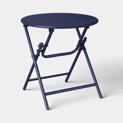Metal Round Open Weave Accent Patio End Table Navy - Threshold™
