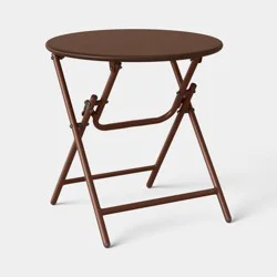 Metal Round Open Weave Accent Patio End Table Brown - Threshold™