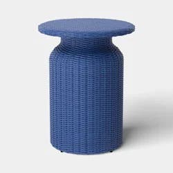 21.65" All-Weather Wicker Round Monochromatic Outdoor Patio Bistro Table Navy - Threshold™