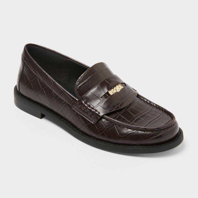 slide 1 of 4, Women's Phyllis Penny Loafers with Memory Foam Insole – A New Day™ Brown 8.5, 1 ct