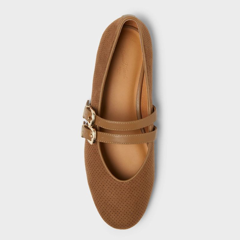 slide 3 of 3, Women's Henrietta Double Strap Mary Jane Flats with Memory Foam Insole – Universal Thread™ Taupe 9.5, 1 ct