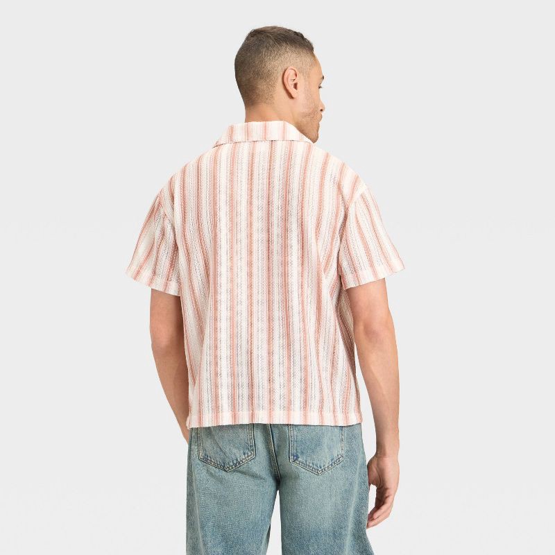 slide 3 of 3, Men's Knit Open Weave Camp Shirt - Original Use™ Brown Striped XXL, 1 ct