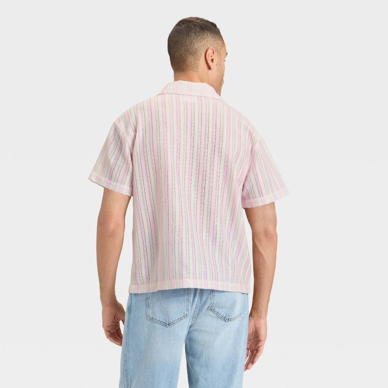slide 2 of 3, Men's Knit Open Weave Camp Shirt - Original Use™ Pink Striped XXL, 1 ct