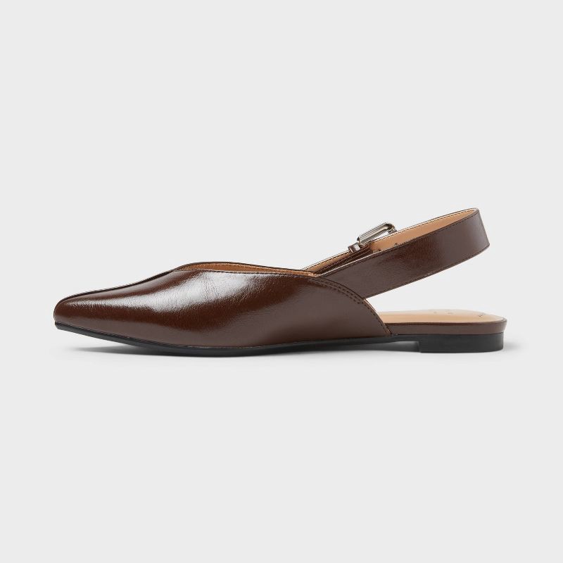 slide 2 of 3, Women's Victoria Sling Back Side Buckle Flats with Memory Foam Insole – A New Day™ Brown 9, 1 ct