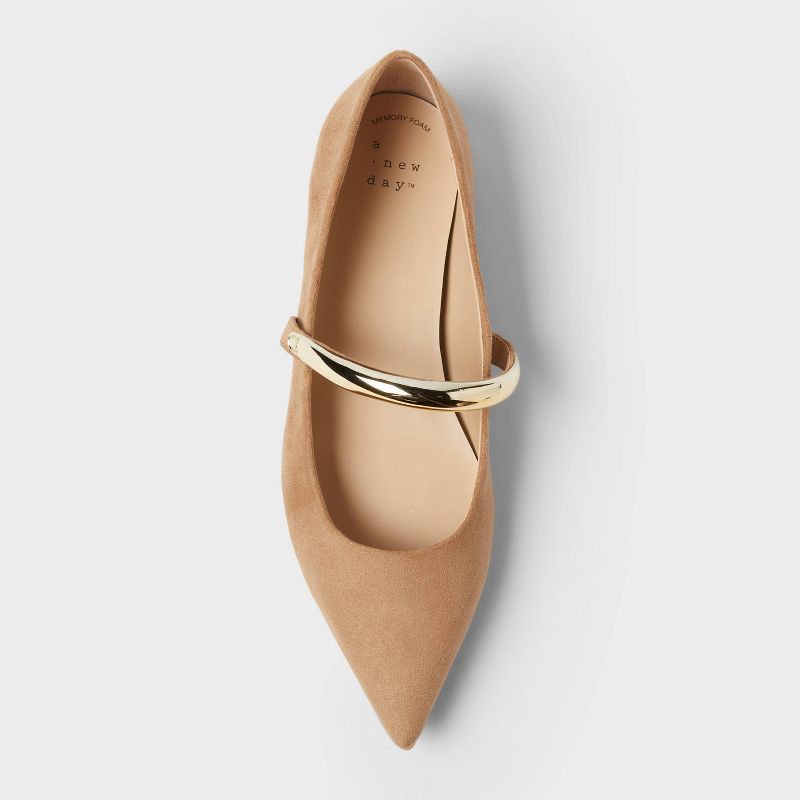 slide 3 of 4, Women's Cassidee Metal Mary Jane Flats with Memory Foam Insole – A New Day™ Taupe 8.5, 1 ct
