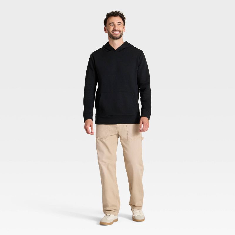 slide 3 of 3, Men's Every Wear Fleece Hooded Sweatshirt - Goodfellow & Co™ Black M, 1 ct