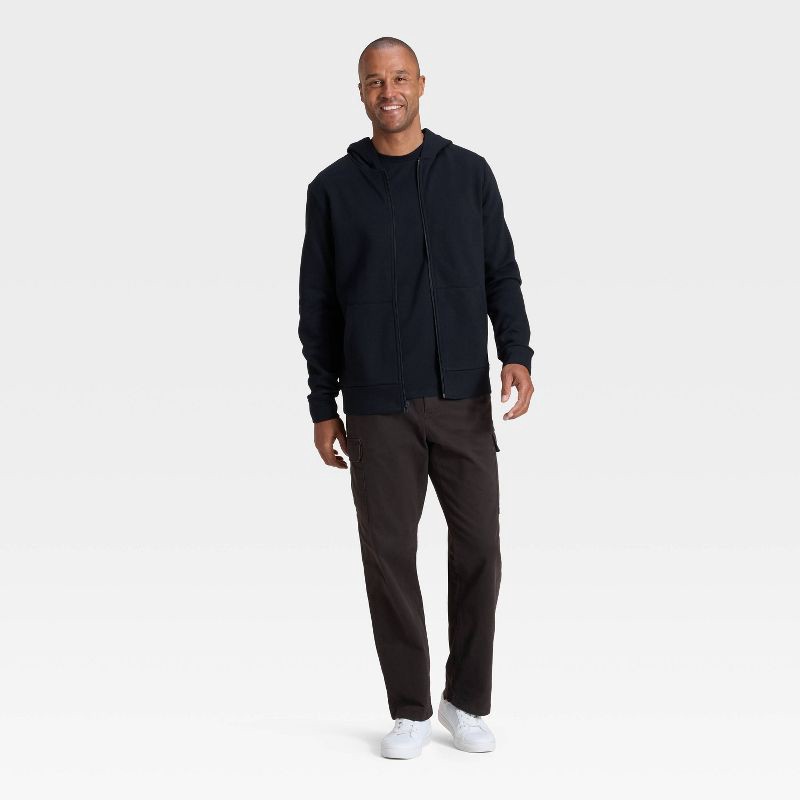 slide 3 of 3, Men's Every Wear Fleece Full Zip Sweatshirt - Goodfellow & Co™ Black S, 1 ct