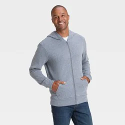 Men's Every Wear Fleece Full Zip Sweatshirt - Goodfellow & Co™ Charcoal Gray L