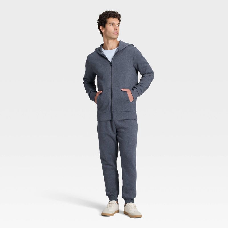 slide 3 of 3, Men's Every Wear Fleece Full Zip Sweatshirt - Goodfellow & Co™ Navy Blue XL, 1 ct