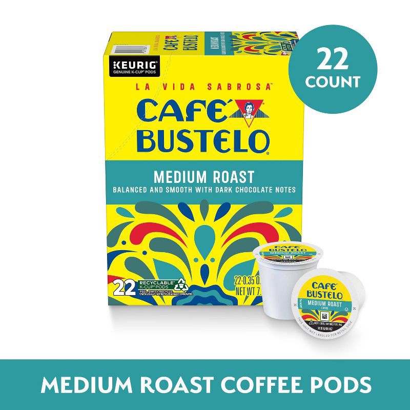 slide 5 of 7, Cafe Bustelo Medium Roast Keurig K-Cup Coffee Pods - 22ct, 22 ct