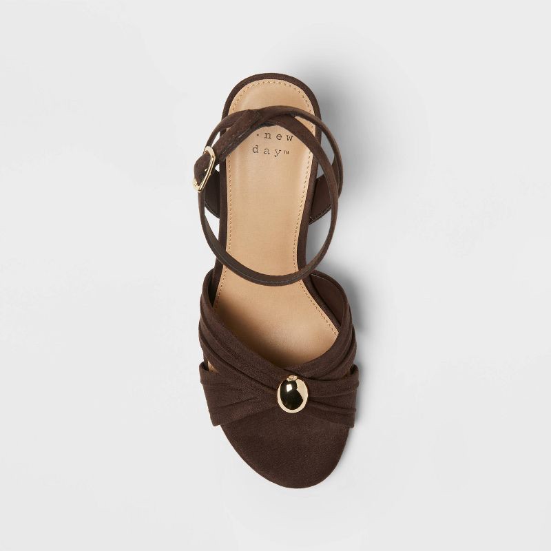 slide 3 of 4, Women's Bibi Strappy Peep Toe Heels – A New Day™ Brown 7, 1 ct