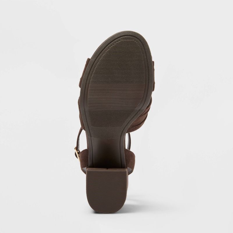 slide 4 of 4, Women's Bibi Strappy Peep Toe Heels – A New Day™ Brown 7, 1 ct
