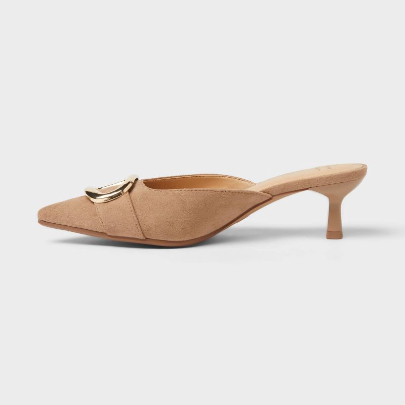 slide 2 of 4, Women's Larissa Pointed Toe Mule Heels – A New Day™ Beige 6, 1 ct