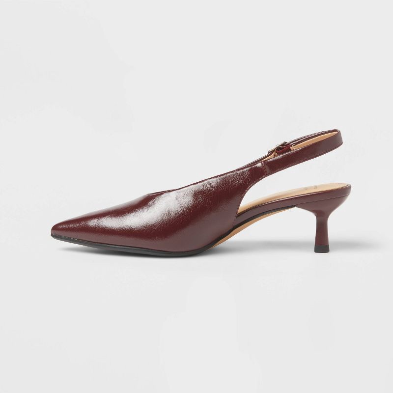 slide 2 of 4, Women's Samantha Sling Back Kitten Heels – A New Day™ Burgundy 10, 1 ct