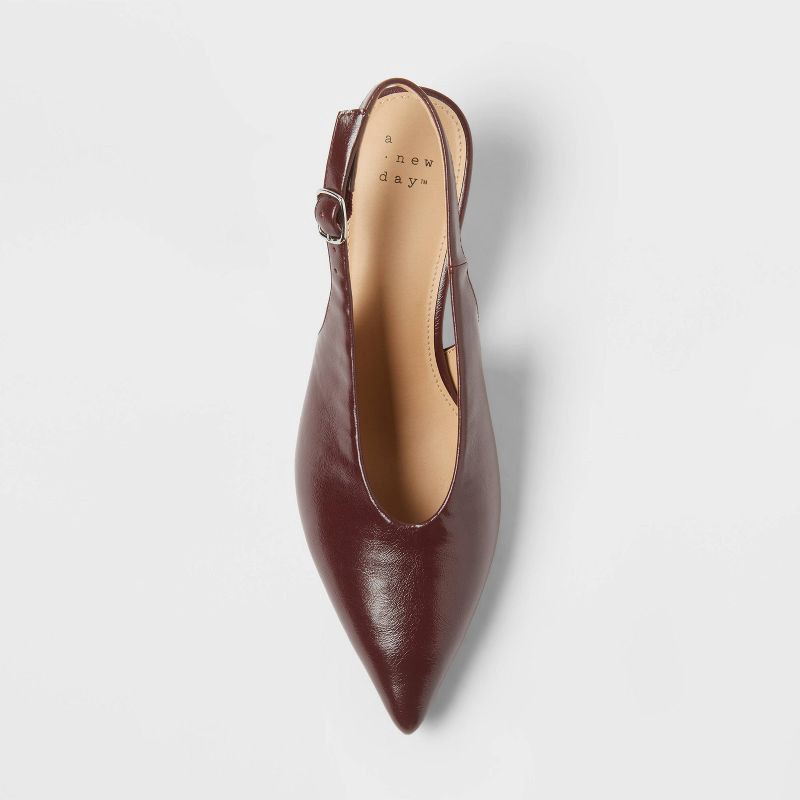 slide 3 of 4, Women's Samantha Sling Back Kitten Heels – A New Day™ Burgundy 10, 1 ct