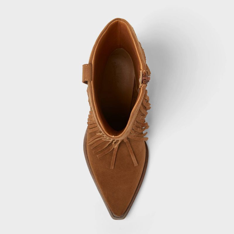 slide 3 of 3, Women's Austin Fringe Western Ankle Boots with Memory Foam Insole – Universal Thread™ Tan 6.5, 1 ct