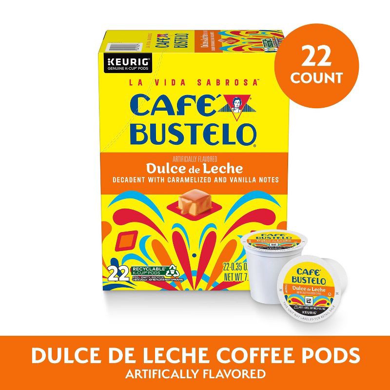 slide 5 of 7, Cafe Bustelo Dulce de Leche Medium Roast Keurig K-Cup Coffee Pods - 22ct, 22 ct