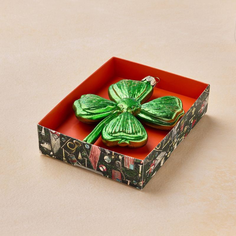 slide 3 of 3, John Derian for Target Glass Clover Ornament, 1 ct
