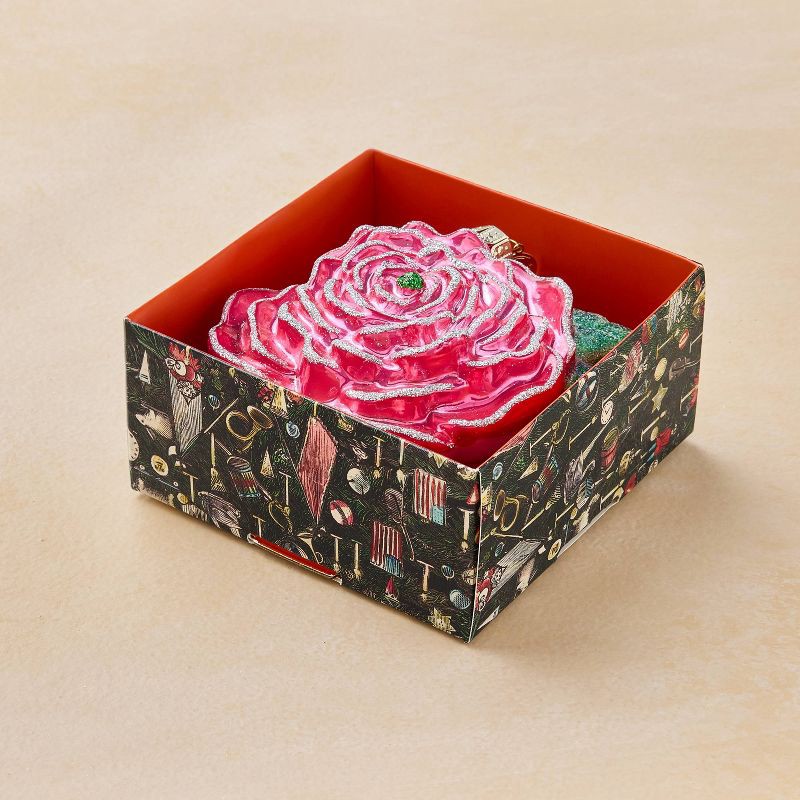 slide 3 of 4, John Derian for Target Glass Pink Peony Ornament, 1 ct