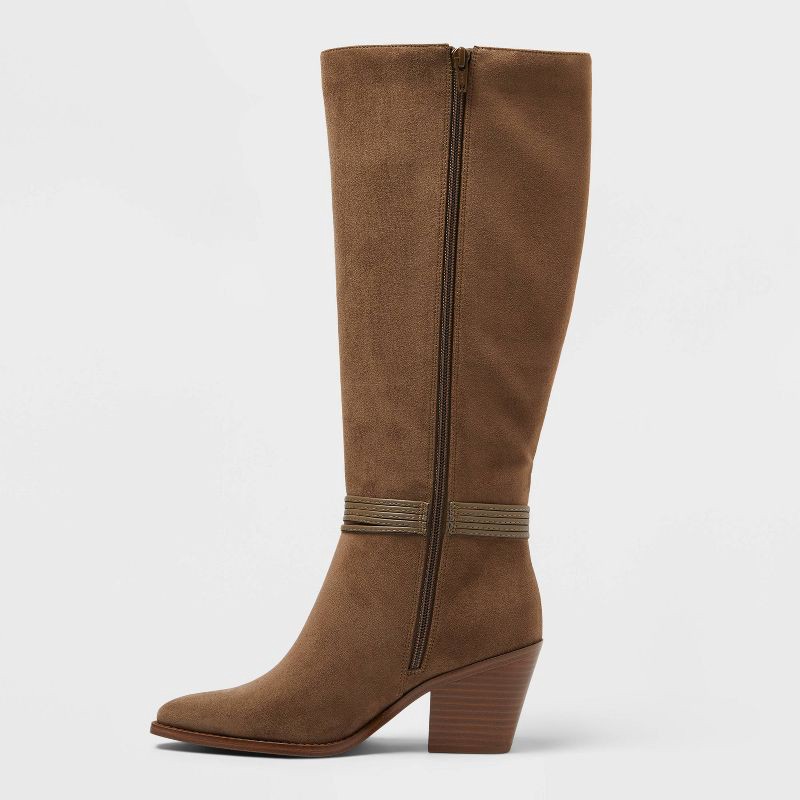 slide 2 of 3, Women's Rio Whip Stitch Tall Western Boots with Memory Foam Insole - Universal Thread™ Dark Taupe 7.5, 1 ct