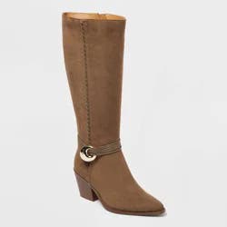 Women's Rio Whip Stitch Tall Western Boots with Memory Foam Insole - Universal Thread™ Dark Taupe 8.5