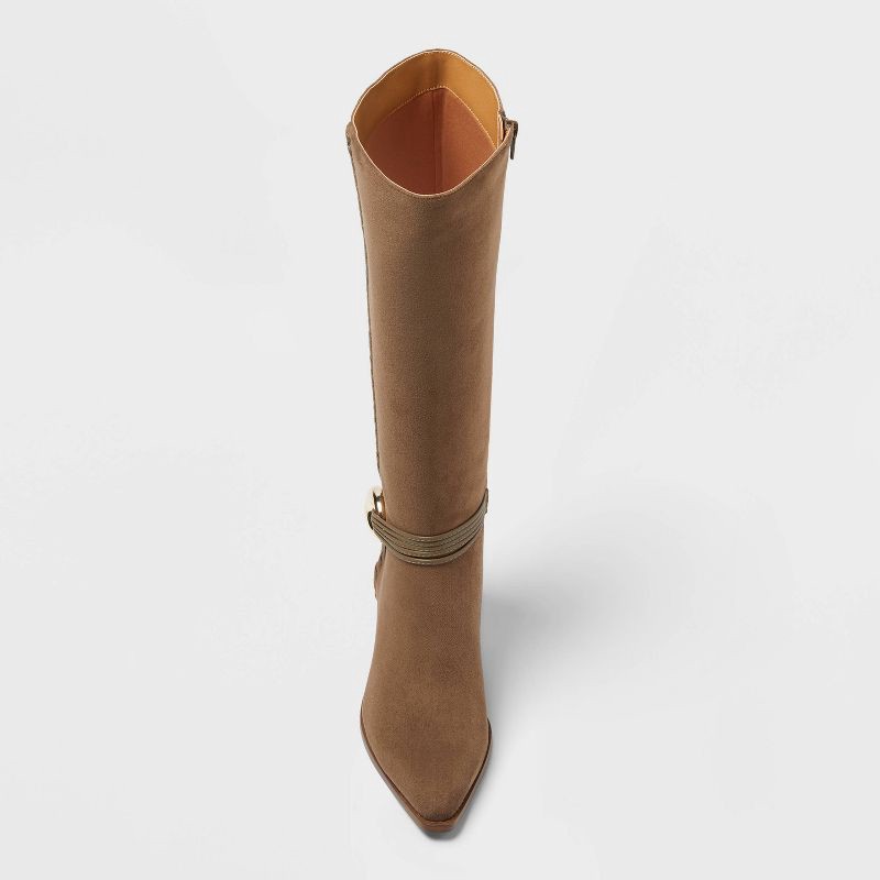 slide 3 of 3, Women's Rio Whip Stitch Tall Western Boots with Memory Foam Insole - Universal Thread™ Dark Taupe 9.5, 1 ct