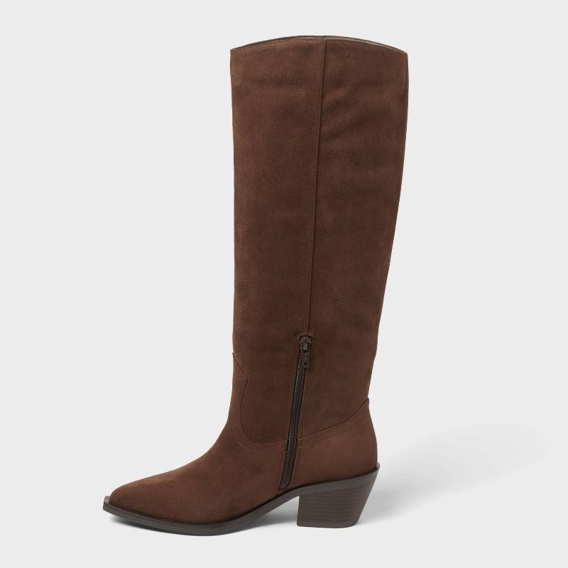 slide 2 of 3, Women's Patsy Tall Fringe Western Boots with Memory Foam Insole – Universal Thread™ Chocolate 7.5, 1 ct