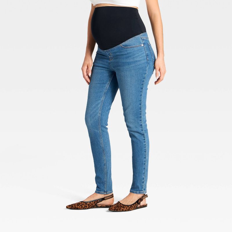 slide 4 of 5, Over The Belly Low-Rise Skinny Maternity Jeans - Isabel Maternity by Ingrid & Isabel™ Medium Wash 2, 1 ct