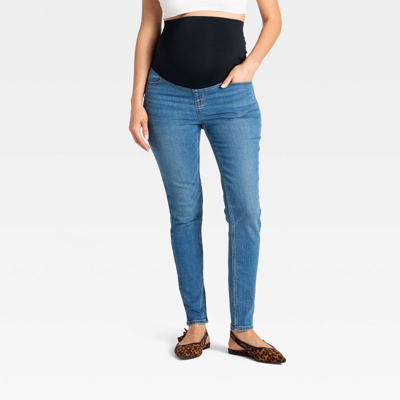 slide 1 of 5, Over The Belly Low-Rise Skinny Maternity Jeans - Isabel Maternity by Ingrid & Isabel™ Medium Wash 2, 1 ct