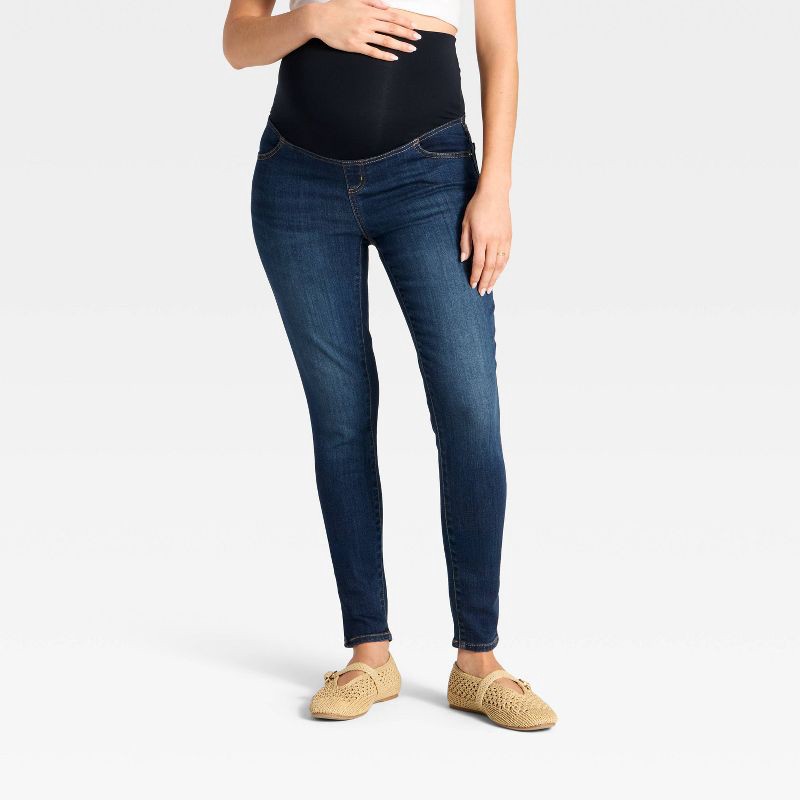 slide 1 of 5, Over The Belly Low-Rise Skinny Maternity Jeans - Isabel Maternity by Ingrid & Isabel™ Dark Wash 4, 1 ct