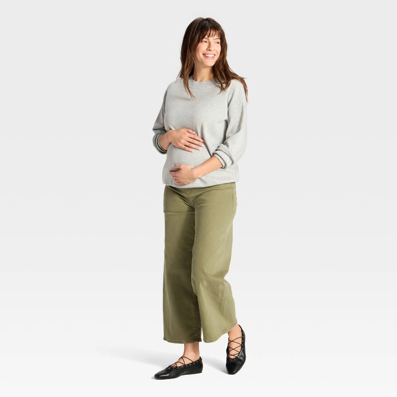 slide 3 of 5, Over The Belly Sailor Wide Leg Maternity Jeans - Isabel Maternity by Ingrid & Isabel™ Olive Green 4, 1 ct