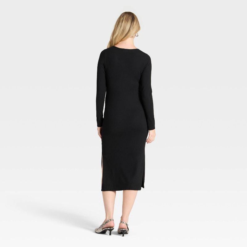 slide 2 of 3, Long Sleeve Wrap Midi Maternity Sweater Dress - Isabel Maternity by Ingrid & Isabel™ Black XL, 1 ct