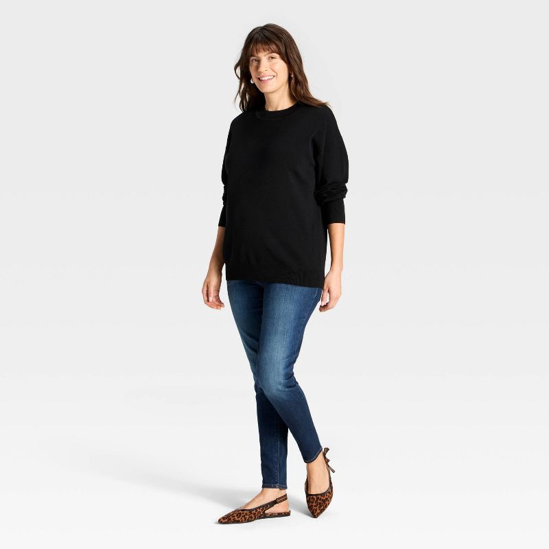 slide 3 of 3, Crewneck Essential Maternity Pullover Sweater - Isabel Maternity by Ingrid & Isabel™ Black XXL, 1 ct