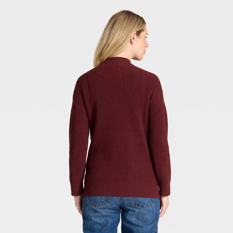 slide 2 of 3, Mock Turtleneck Tunic Maternity Pullover Sweater -Isabel Maternity by Ingrid & Isabel™ Burgundy XS, 1 ct