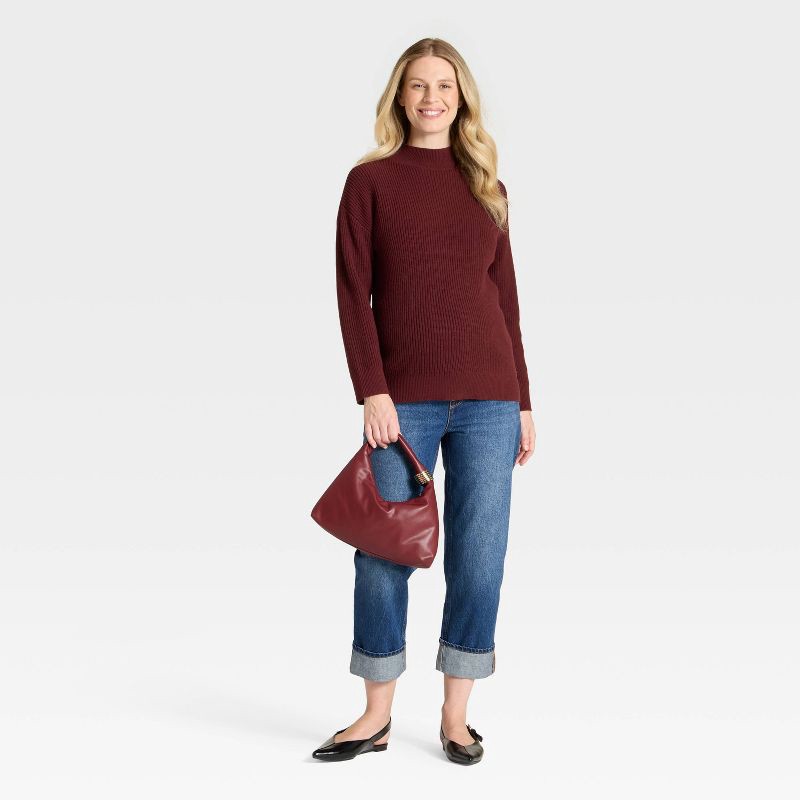slide 3 of 3, Mock Turtleneck Tunic Maternity Pullover Sweater - Isabel Maternity by Ingrid & Isabel™ Burgundy XXL, 1 ct