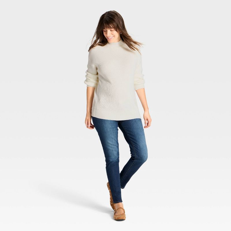 slide 3 of 3, Mock Turtleneck Tunic Maternity Pullover Sweater - Isabel Maternity by Ingrid & Isabel™ Cream XS, 1 ct