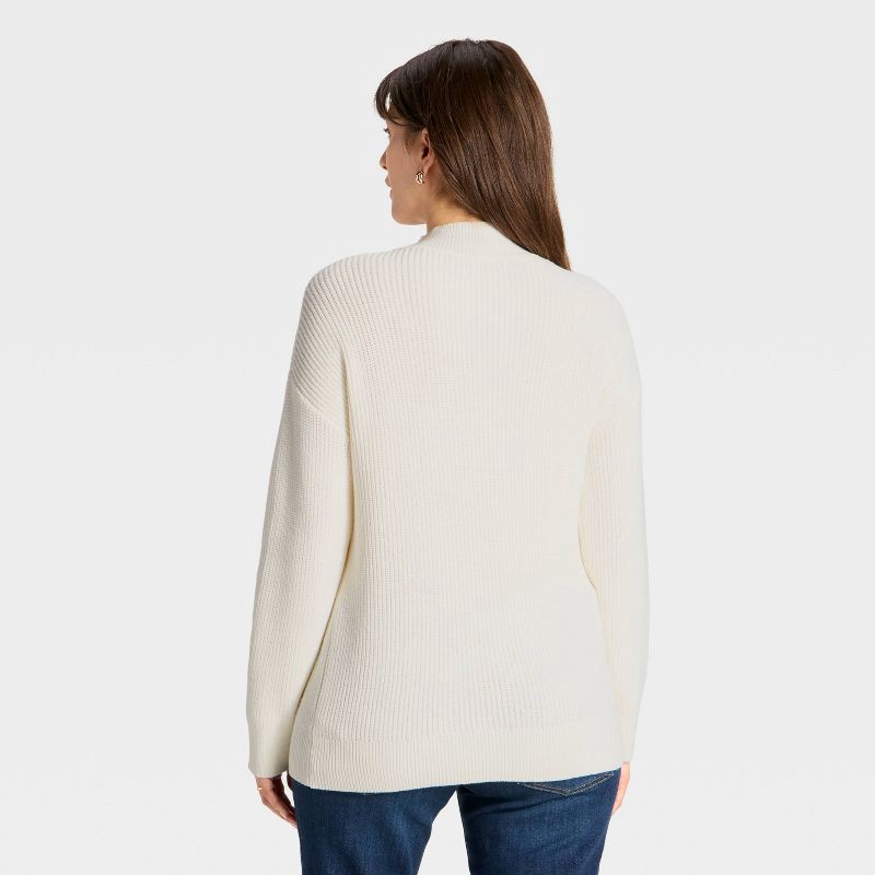 slide 3 of 3, Mock Turtleneck Tunic Maternity Pullover Sweater - Isabel Maternity by Ingrid & Isabel™ Cream L, 1 ct