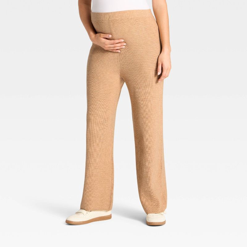 slide 1 of 3, Straight Maternity Pull-On Pants - Isabel Maternity by Ingrid & Isabel™ Tan L, 1 ct